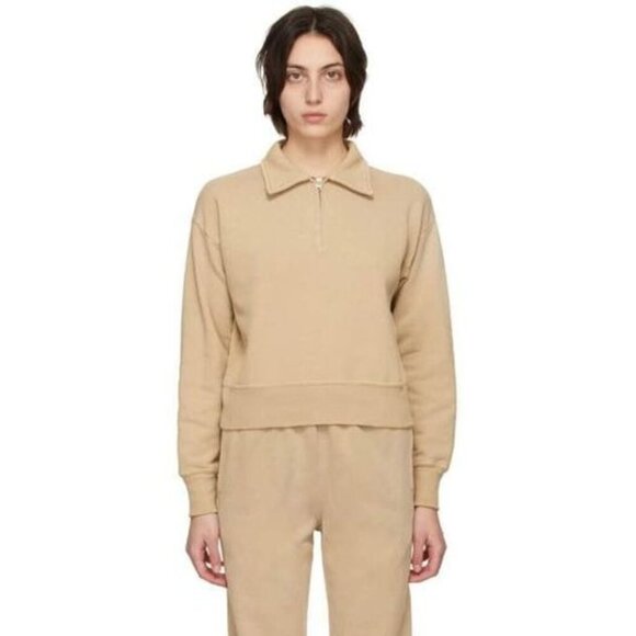 RE/DONE x Hanes‎ Beige Edition 70s Half-Zip Cotton Sweatshirt Sz S - Picture 1 of 7